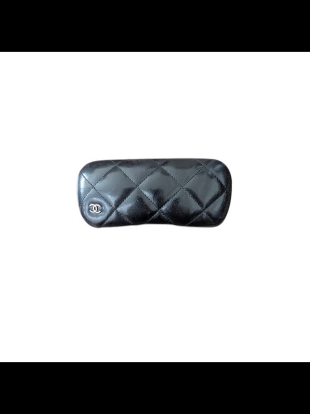 CHANEL Black Quilted Leather Glasses Case with CC Logo